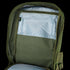 Close-up of the open main compartment of the Condor Compact Assault Backpack 24L - Scorpion OCP, featuring a zippered mesh pocket and inner lining.